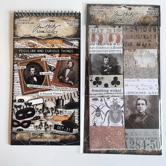 Tim Holtz idea-ology Halloween Sticker Book And Collage Strip Bundle - Picture 1 of 5